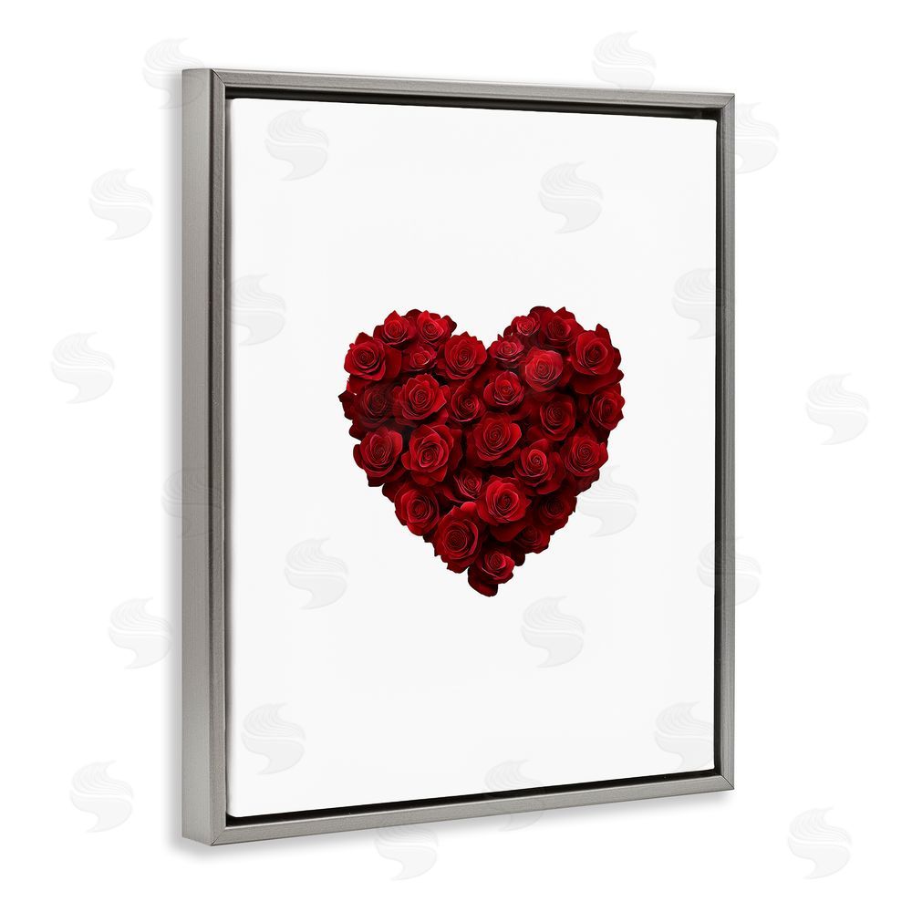 Christine Simpson Art Heart of Roses Bouquet Gray Floating Frame Canvas Wall Art Print