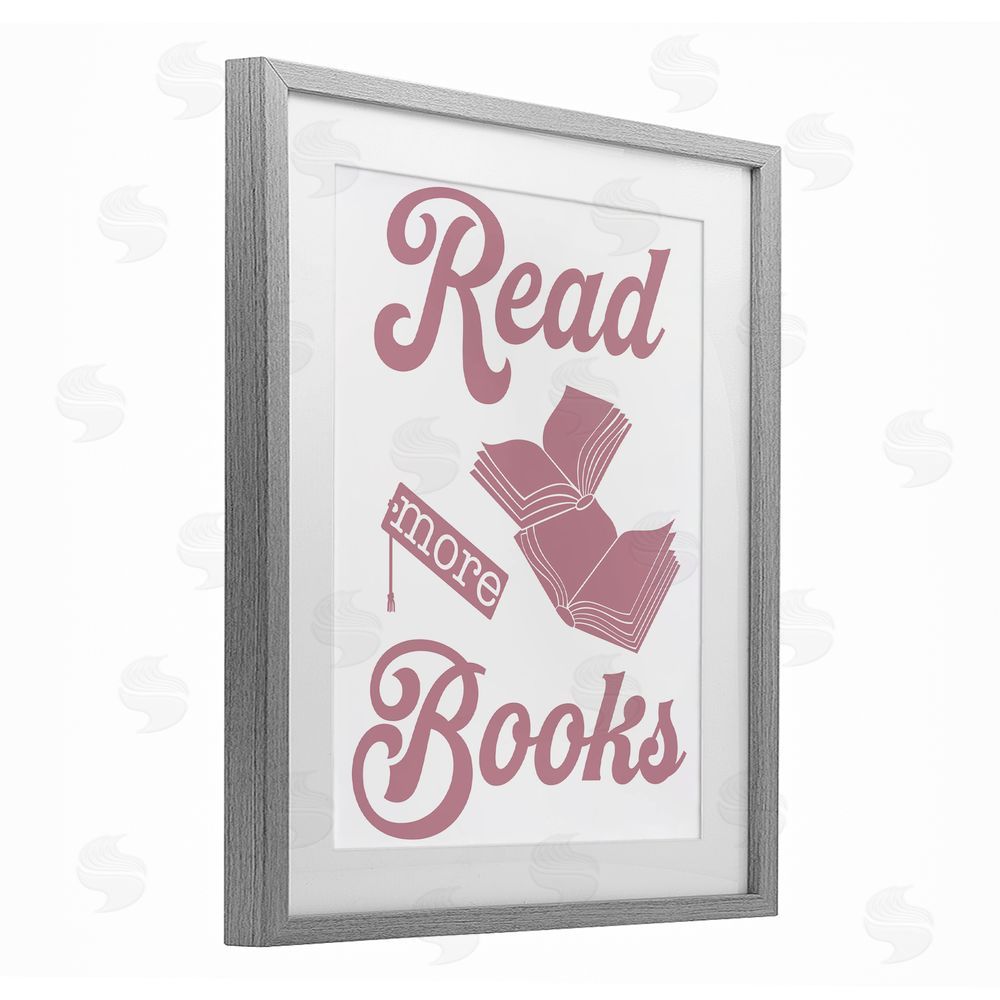 Marcus Prime Read More Books Pink Gray Framed Print Under Glass with White Mat Wall Art