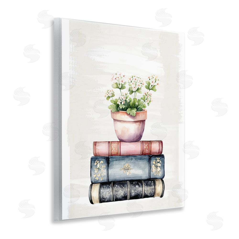 Kim Allen Floral Stacks with Vintage Books Wall Plaque Art Print