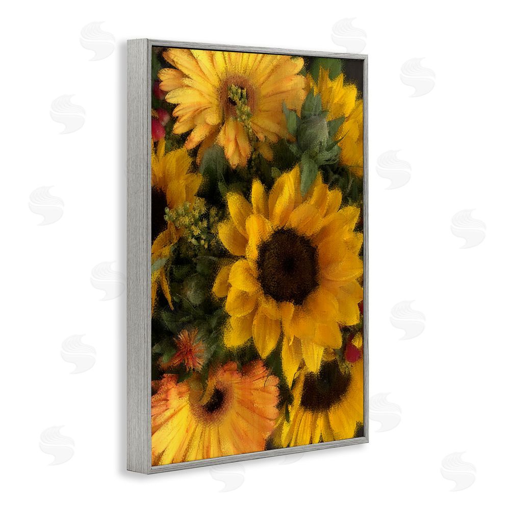 Kim Allen Bunches of Garden Sunflowers Gray Framed Giclee Wall Art Print
