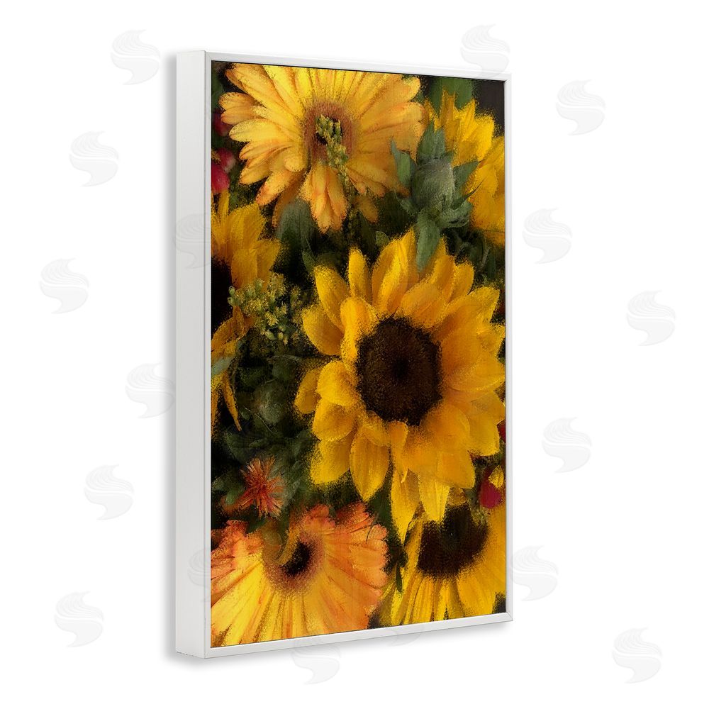 Kim Allen Bunches of Garden Sunflowers White Framed Giclee Wall Art Print