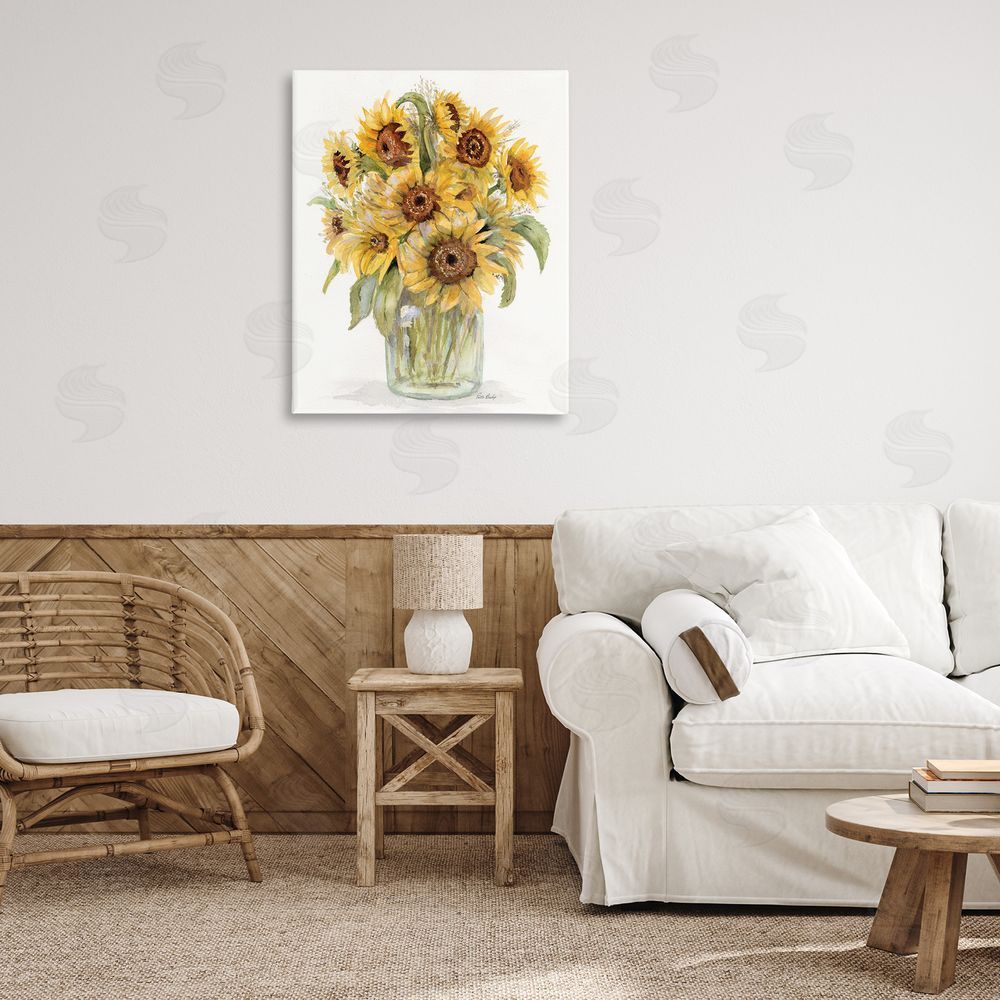 Patti Bishop Sunflower Bouquet in Watercolors Canvas Art on Wall