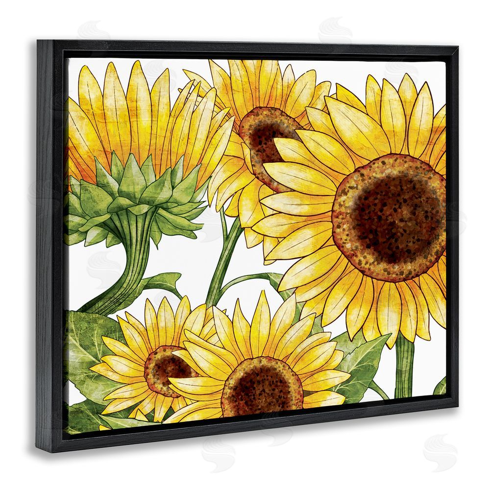 Kim Allen Rustic Bloom Sunflowers Black Floating Frame Canvas Wall Art Print