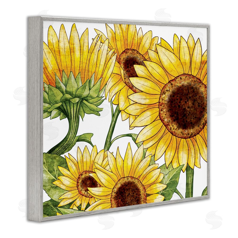 Kim Allen Rustic Bloom Sunflowers Gray Framed Giclee Wall Art Print