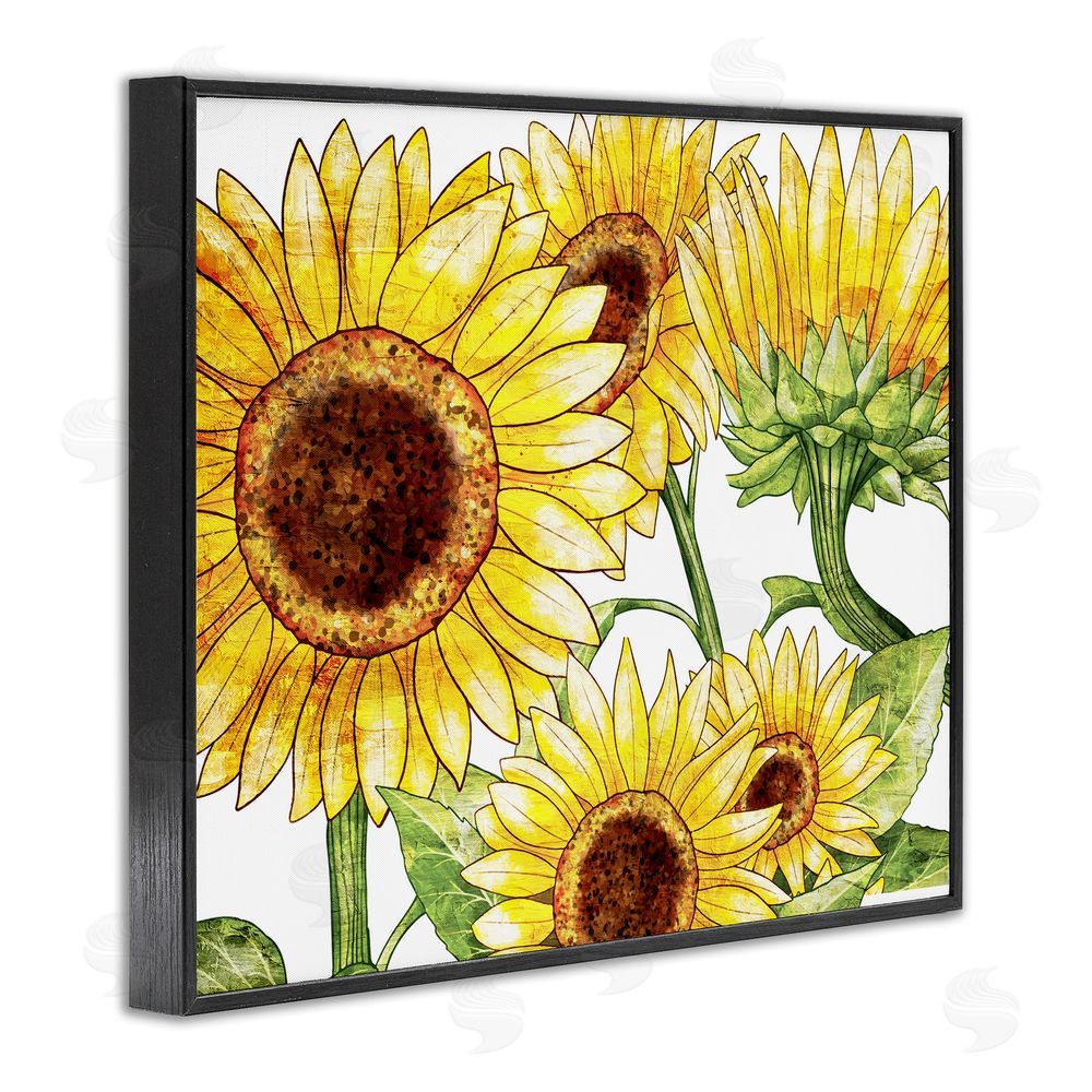 Kim Allen Peeking Sunflower Blooms Black Framed Giclee Wall Art Print
