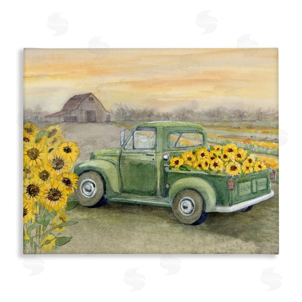 Patti Bishop Wild Sunflower Truck Harvest Canvas Wall Art Print