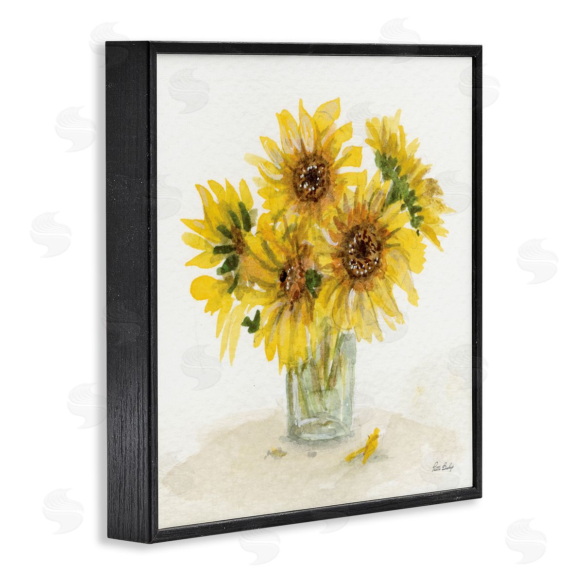 Patti Bishop Unfurling Sunflowers Vase Black Framed Giclee Wall Art Print