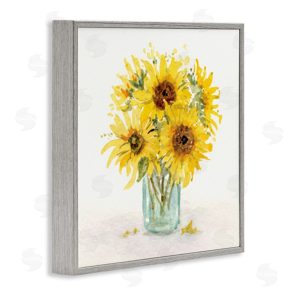 Patti Bishop Warm Yellow Sunflower Bouquet Gray Framed Giclee Wall Art Print