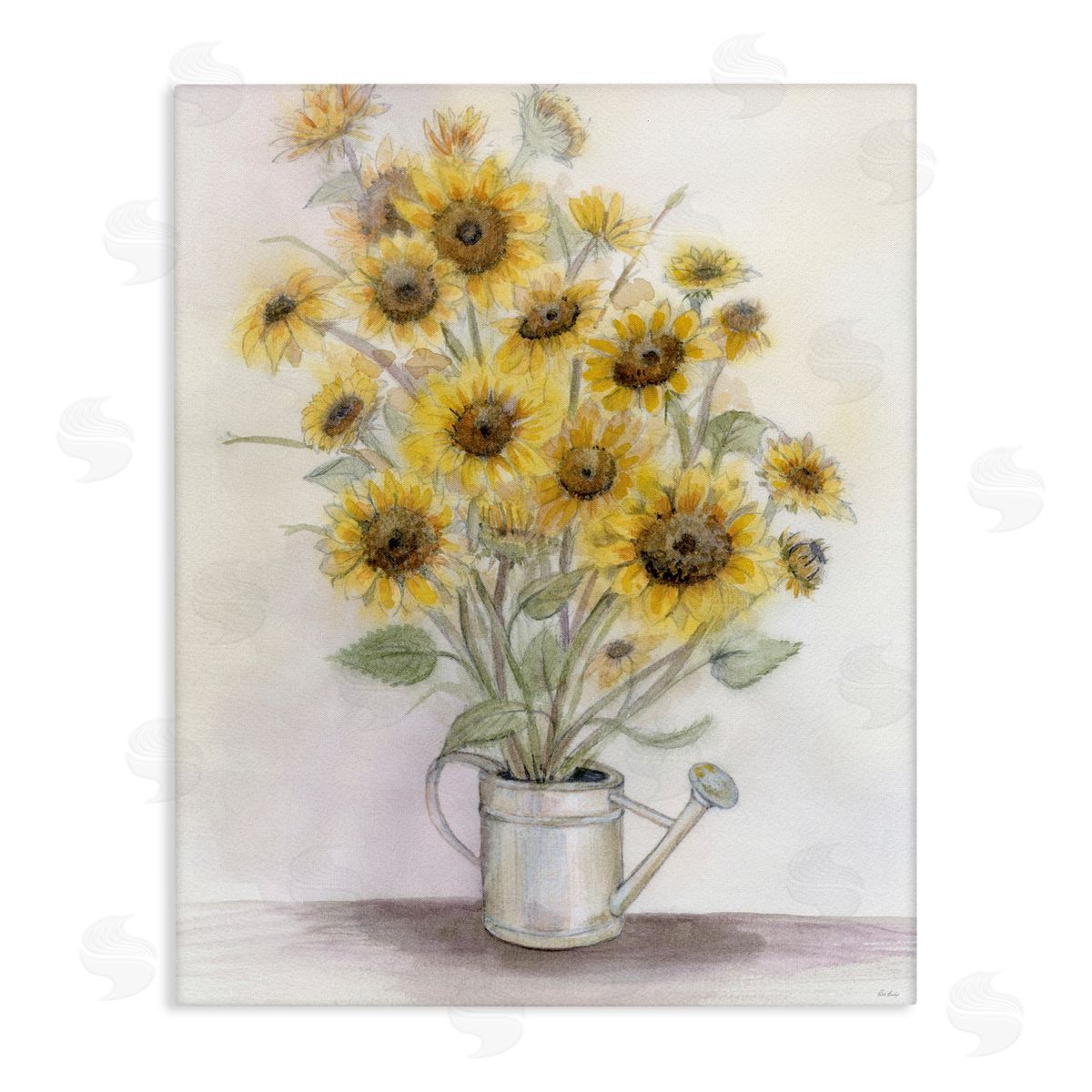 Patti Bishop Sunflowers In Watering Can Canvas Wall Art Print
