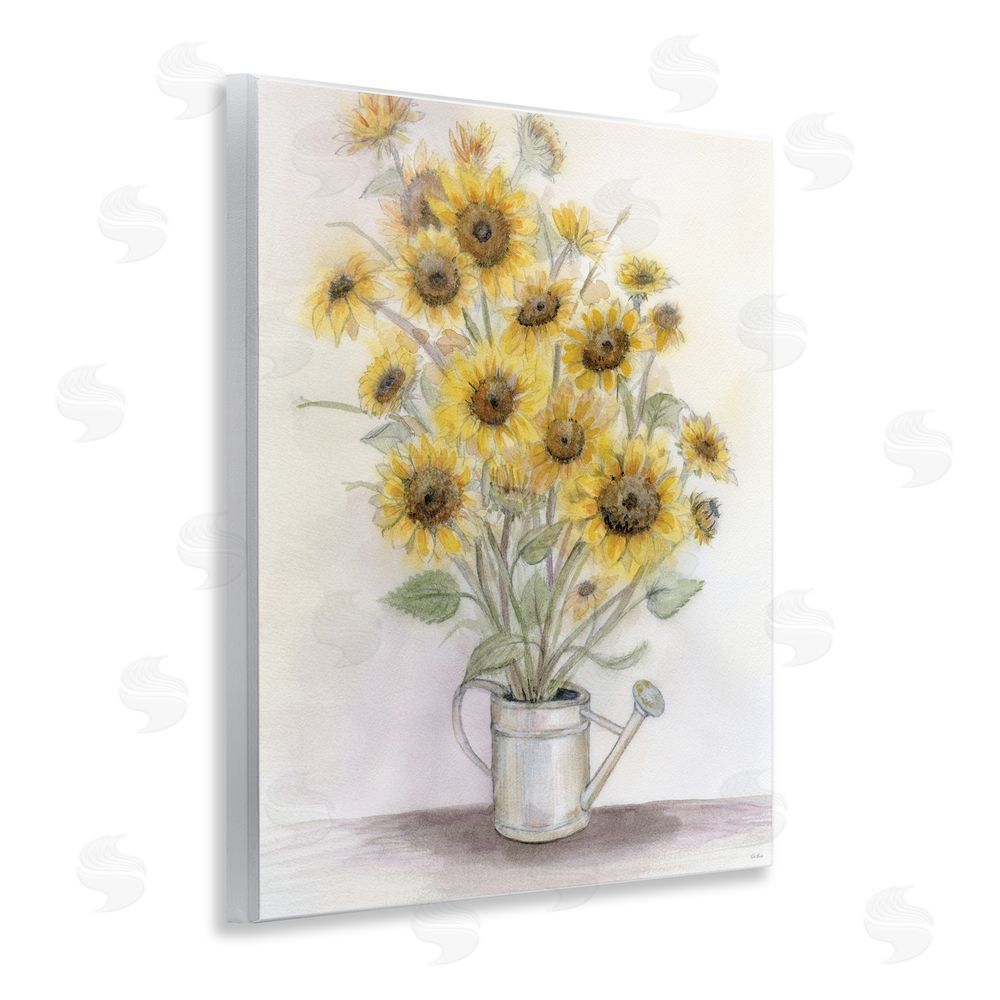 Patti Bishop Sunflowers In Watering Can Wall Plaque Art Print