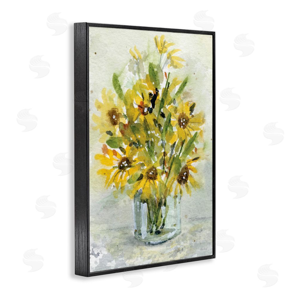 Patti Bishop Sun Flowers & Daisy Bouquet Black Framed Giclee Wall Art Print