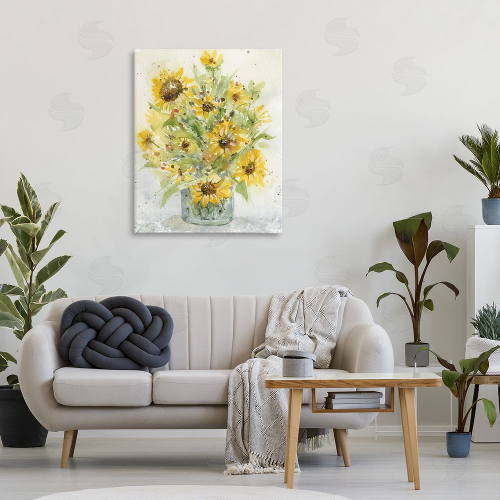 Patti Bishop Speckled Sun Flowers Vase Canvas Art on Wall