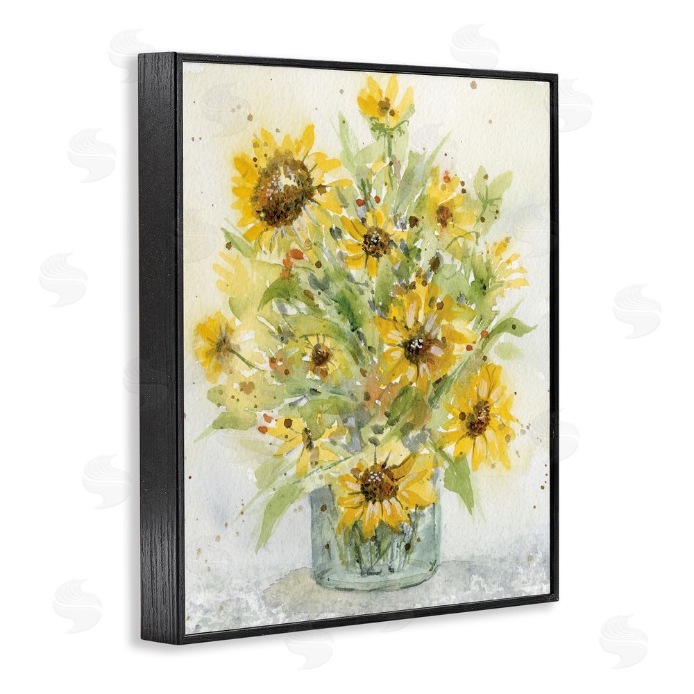 Patti Bishop Speckled Sun Flowers Vase Black Framed Giclee Wall Art Print