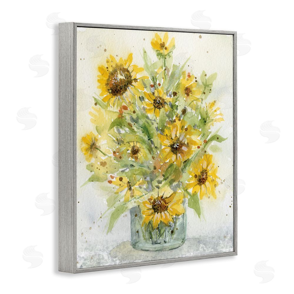 Patti Bishop Speckled Sun Flowers Vase Gray Framed Giclee Wall Art Print