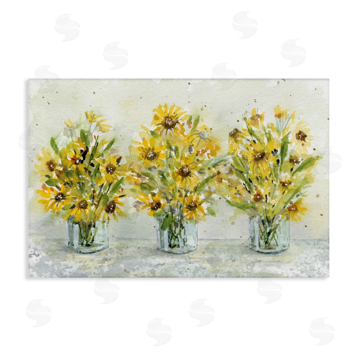 Patti Bishop Trio of Sunflower Vases Canvas Wall Art Print