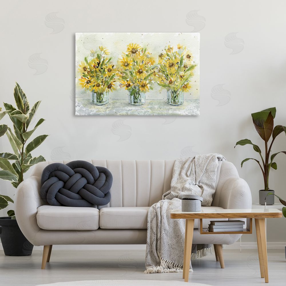 Patti Bishop Trio of Sunflower Vases Canvas Art on Wall