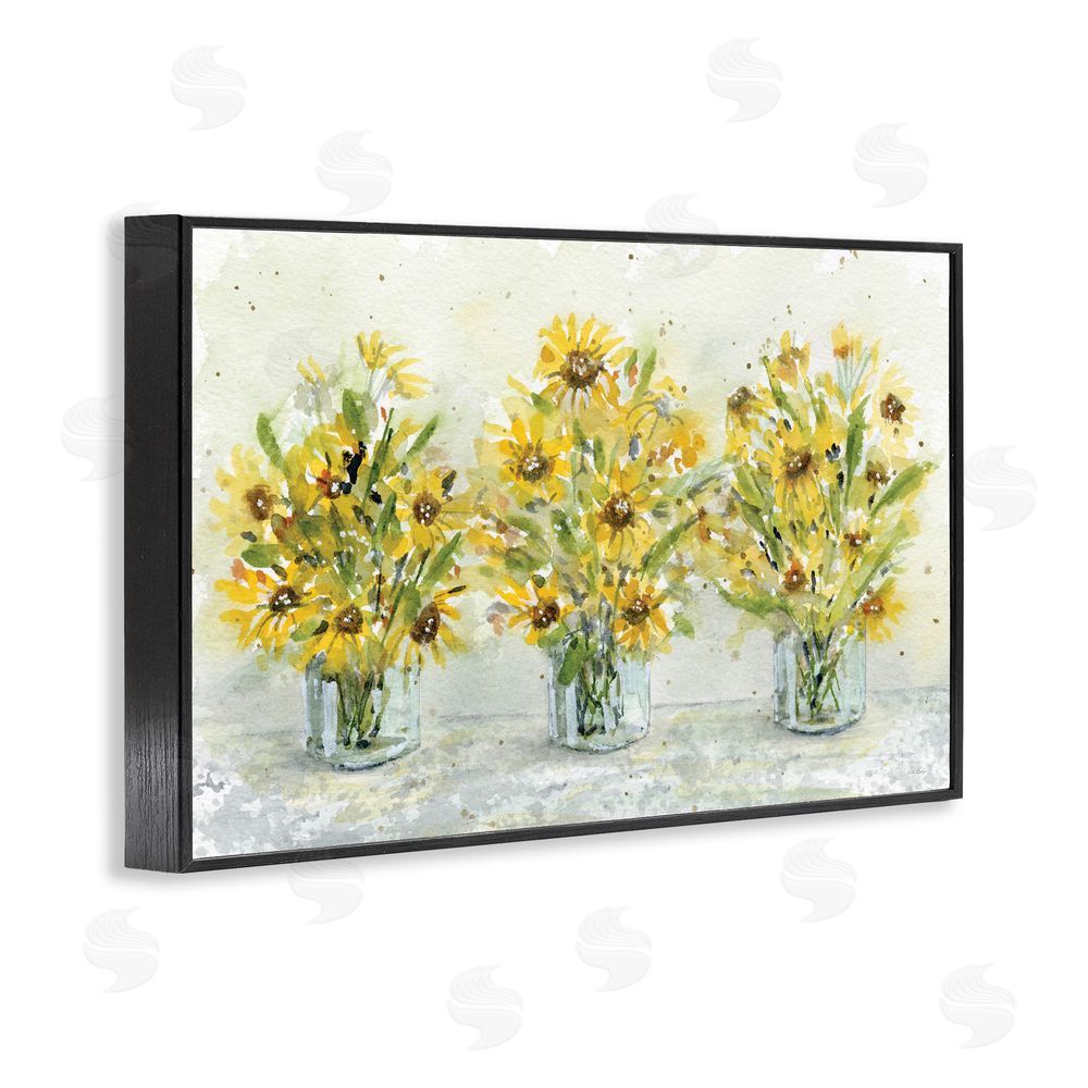 Patti Bishop Trio of Sunflower Vases Black Framed Giclee Wall Art Print