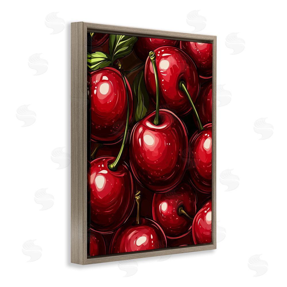 Christine Simpson Art Lush Juicy Cherries Harvest Brown Floating Frame Canvas Wall Art Print