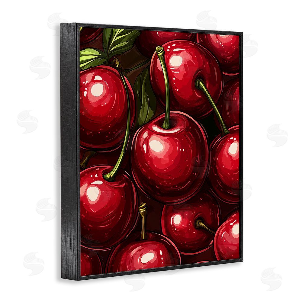 Christine Simpson Art Lush Juicy Cherries Harvest Black Framed Giclee Wall Art Print