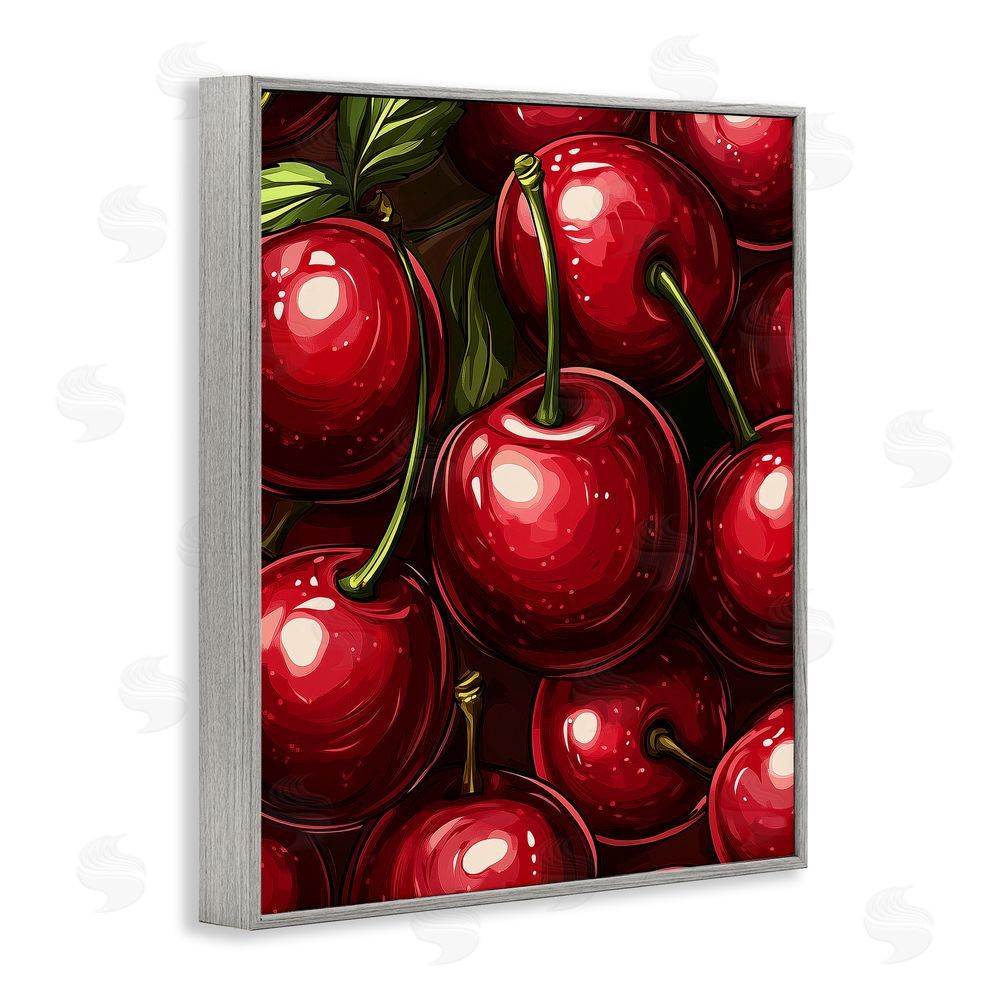 Christine Simpson Art Lush Juicy Cherries Harvest Gray Framed Giclee Wall Art Print