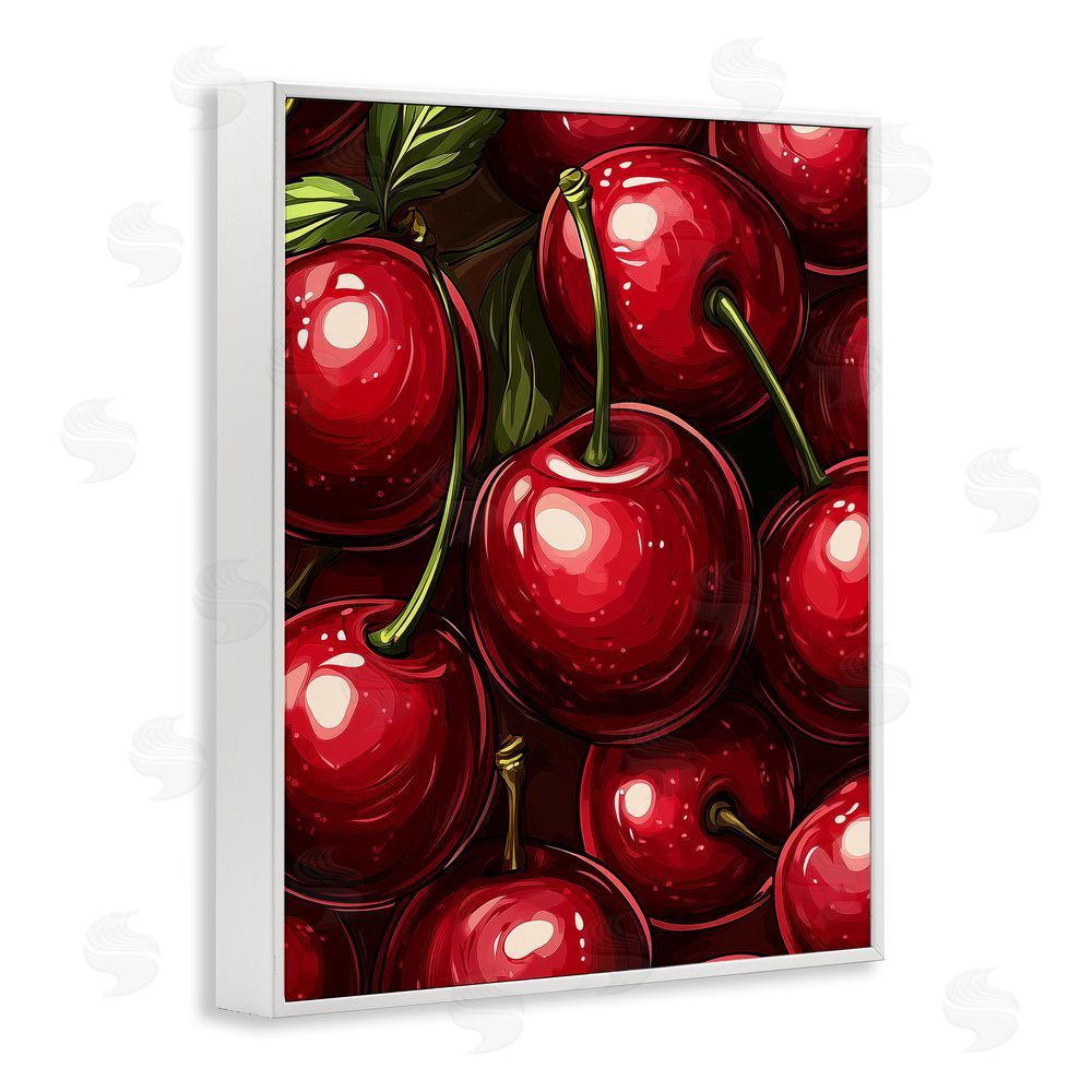 Christine Simpson Art Lush Juicy Cherries Harvest White Framed Giclee Wall Art Print