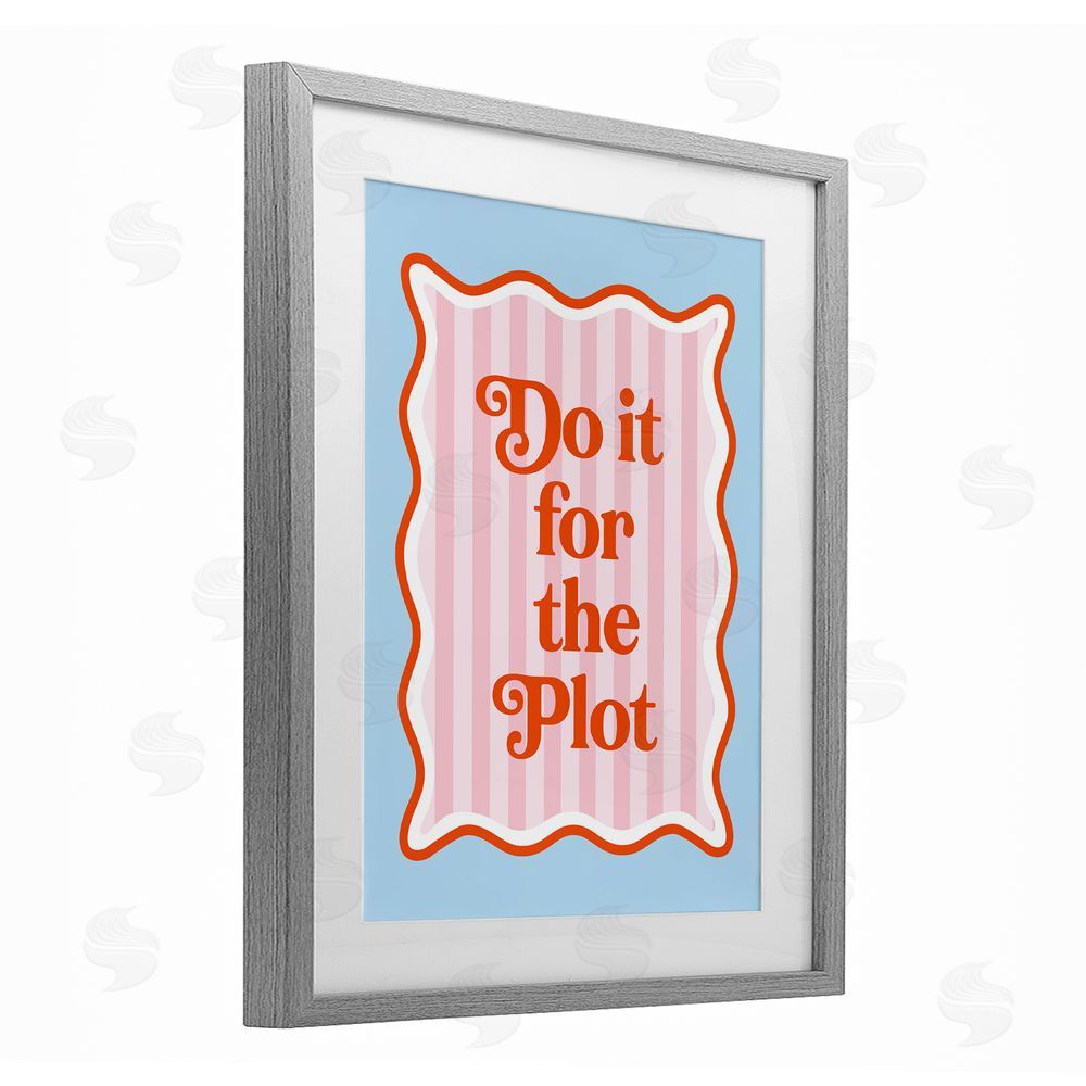 Emily Dumas Do It For The Plot Gray Framed Print Under Glass with White Mat Wall Art