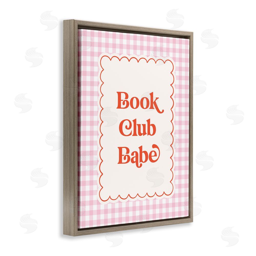 Nadia Hassan Book Club Babe Gingham Brown Floating Frame Canvas Wall Art Print