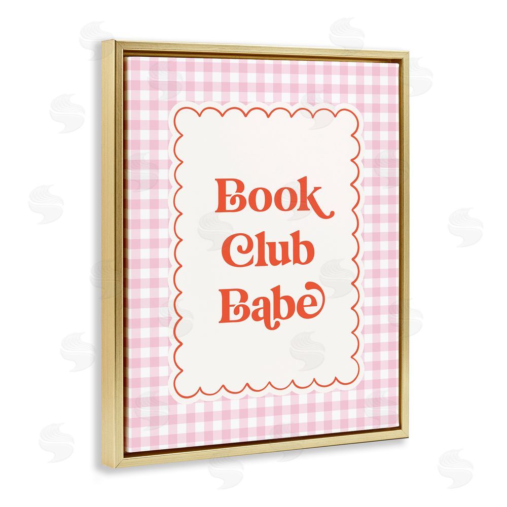 Nadia Hassan Book Club Babe Gingham Gold Floating Frame Canvas Wall Art Print