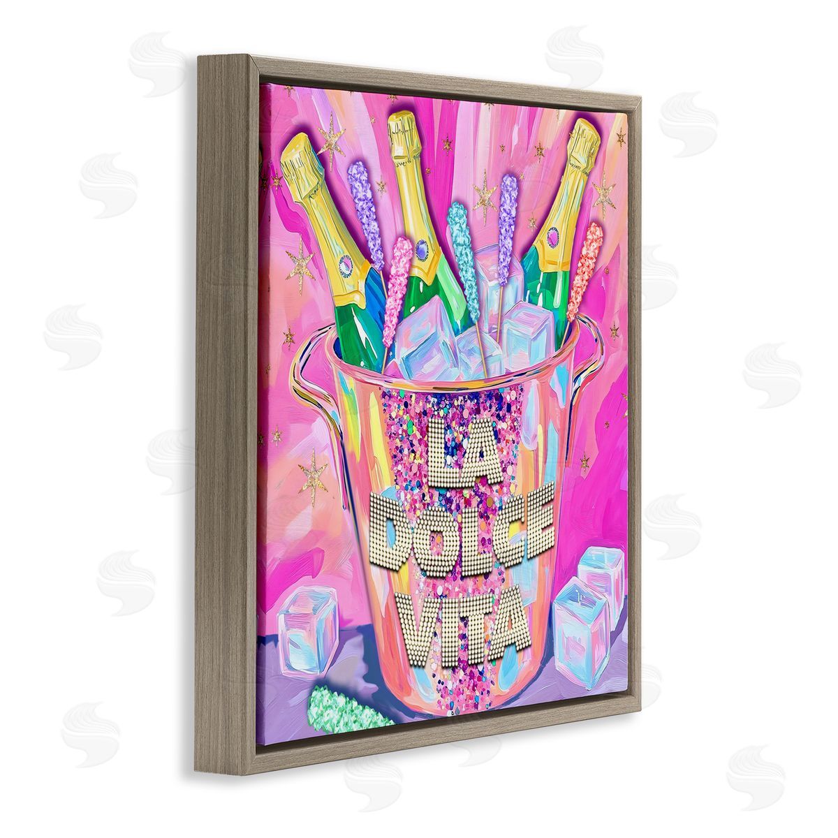 Jess Stempel La Dolce Vita Champagne Brown Floating Frame Canvas Wall Art Print