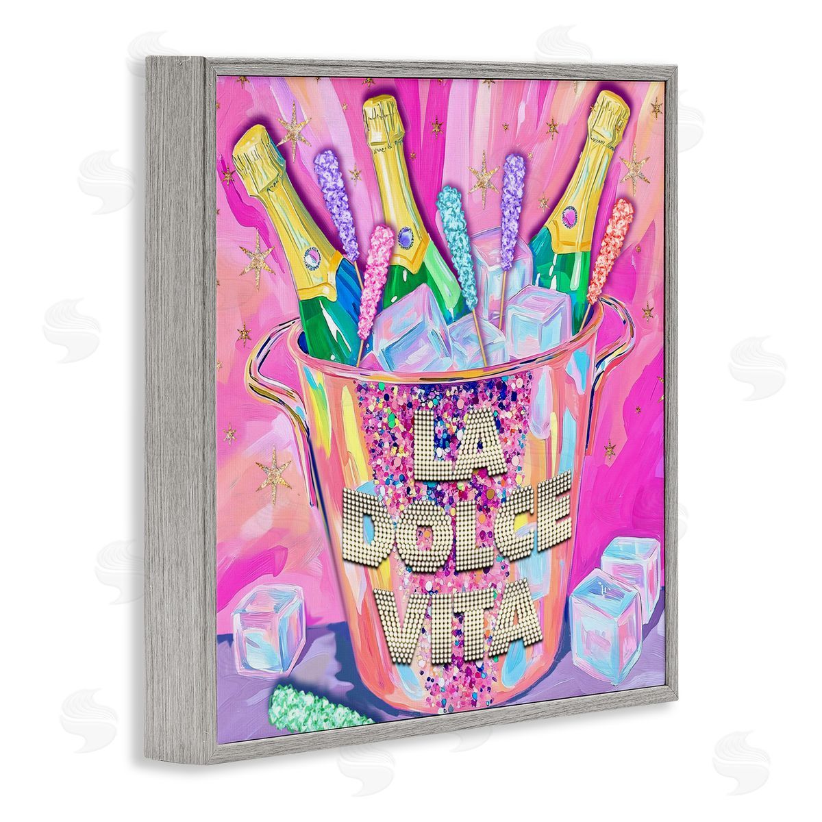 Jess Stempel La Dolce Vita Champagne Gray Framed Giclee Wall Art Print