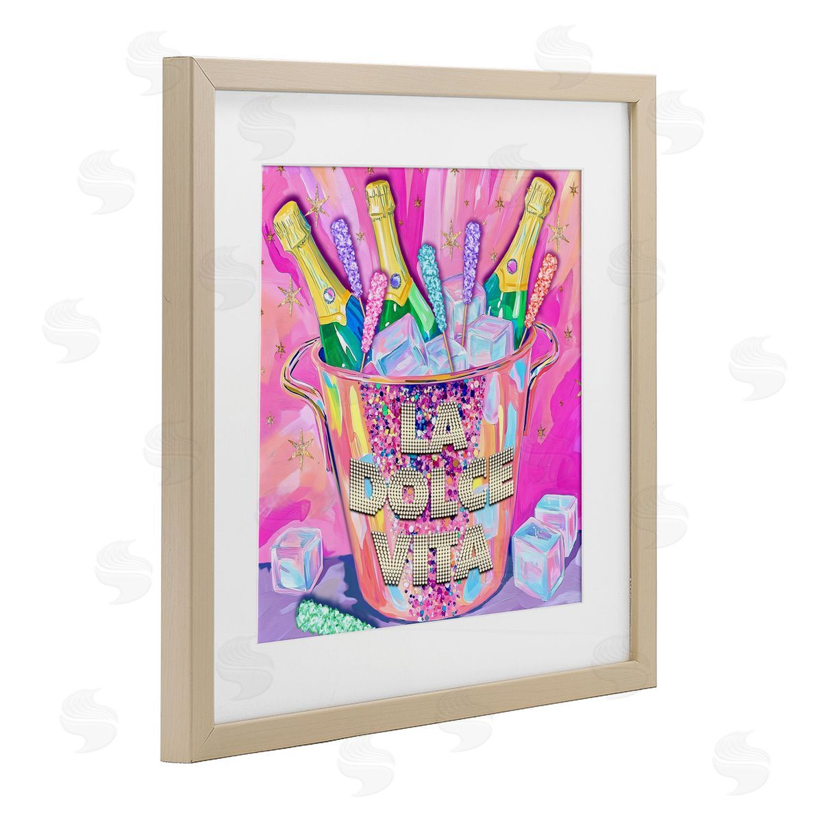 Jess Stempel La Dolce Vita Champagne Birch Framed Print Under Glass with White Mat Wall Art