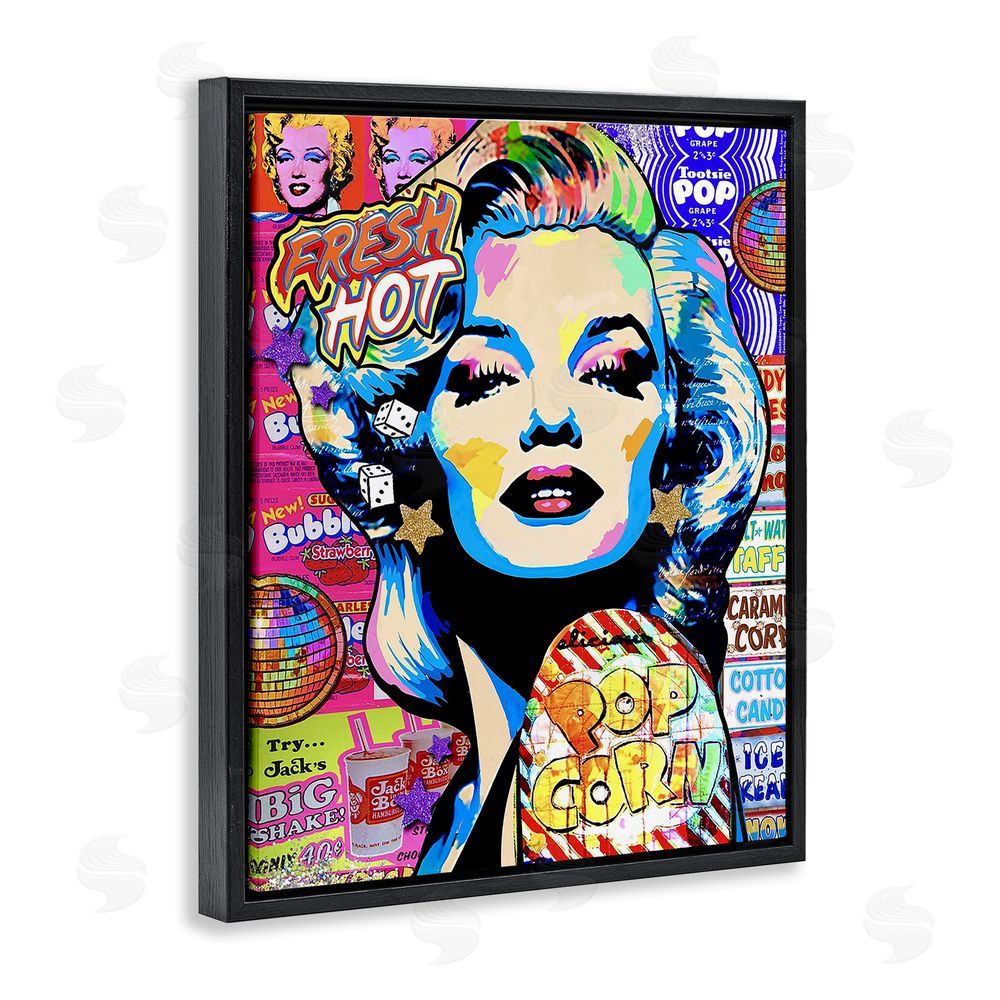 Jess Stempel Marilyn Candy Pop Style Black Floating Frame Canvas Wall Art Print