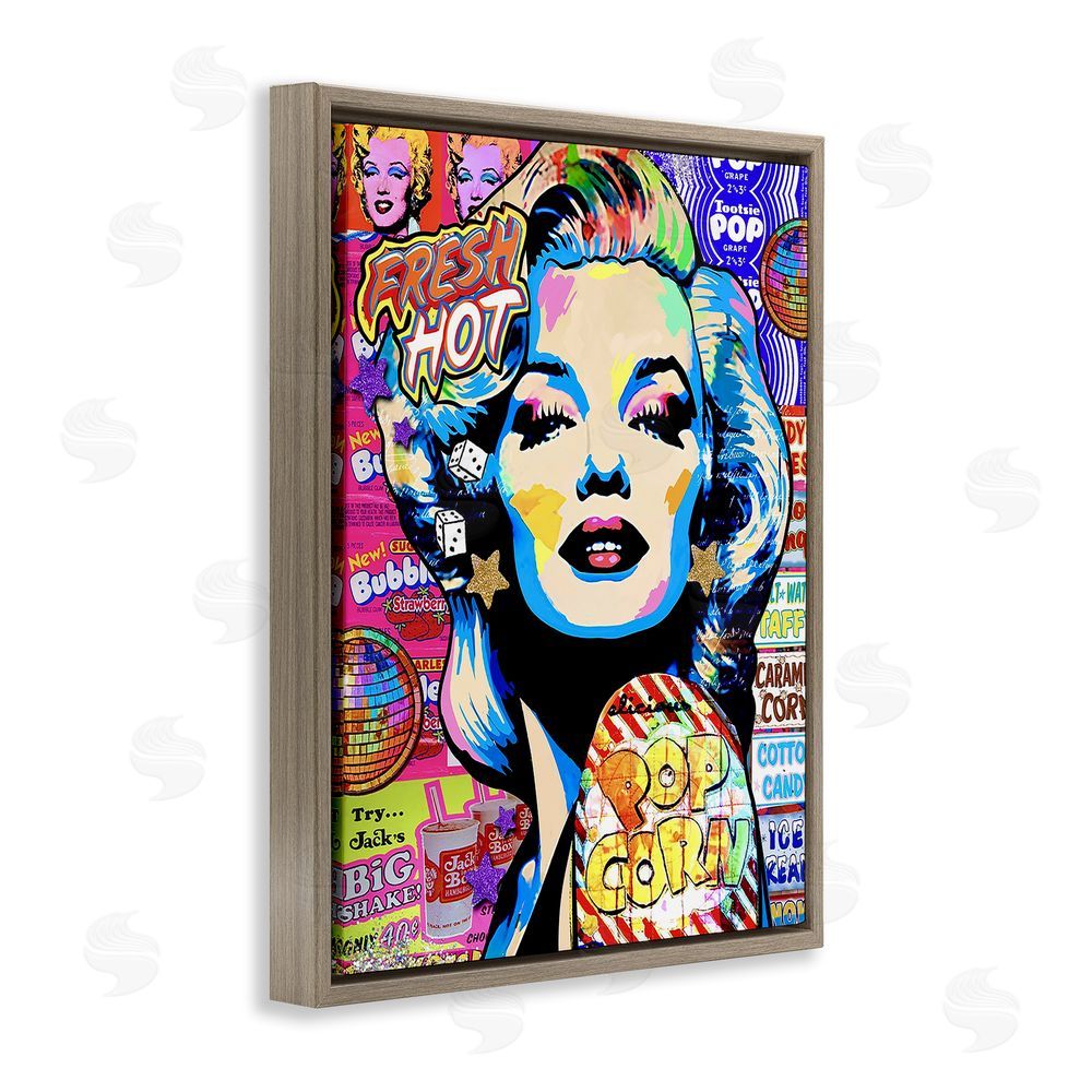 Jess Stempel Marilyn Candy Pop Style Brown Floating Frame Canvas Wall Art Print