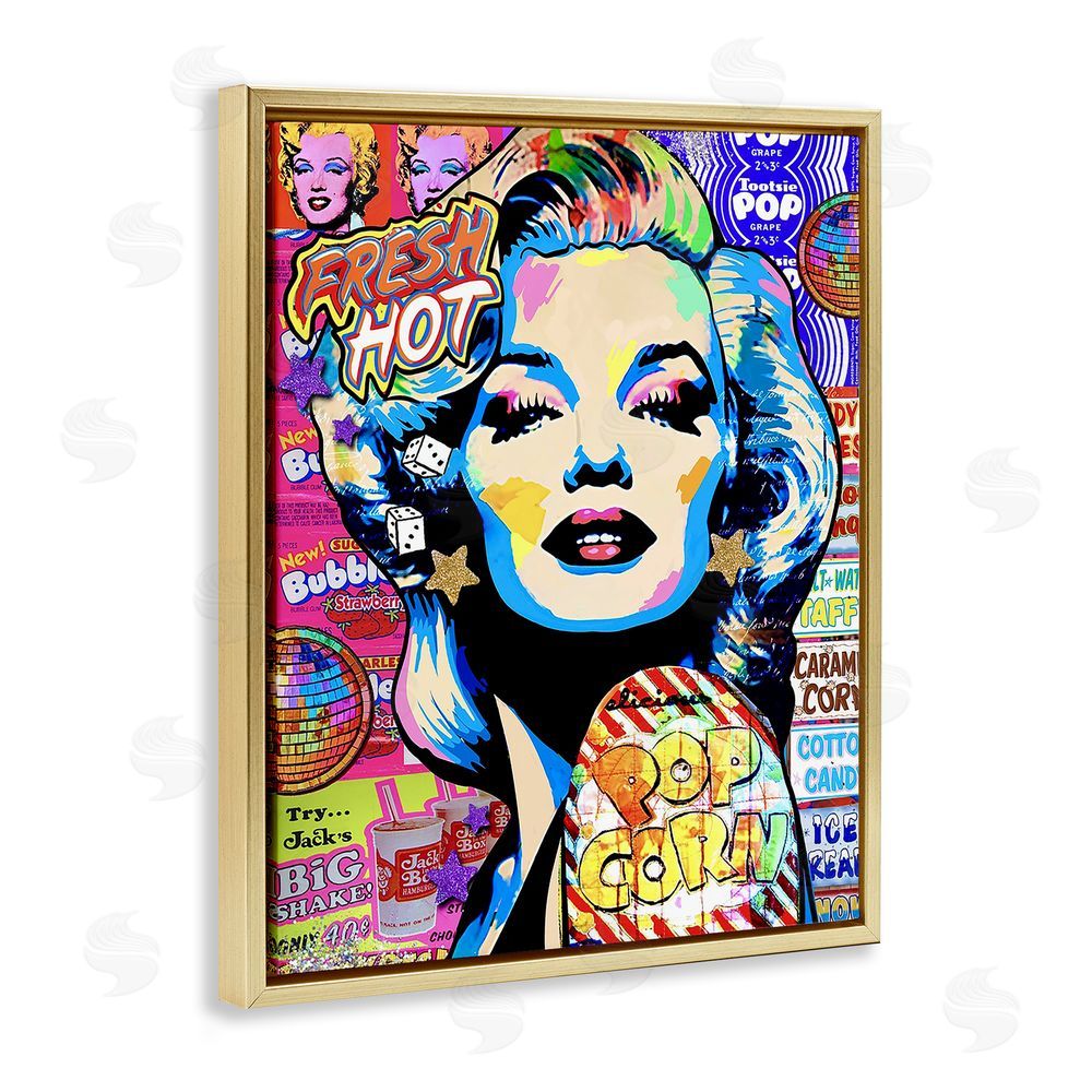 Jess Stempel Marilyn Candy Pop Style Gold Floating Frame Canvas Wall Art Print