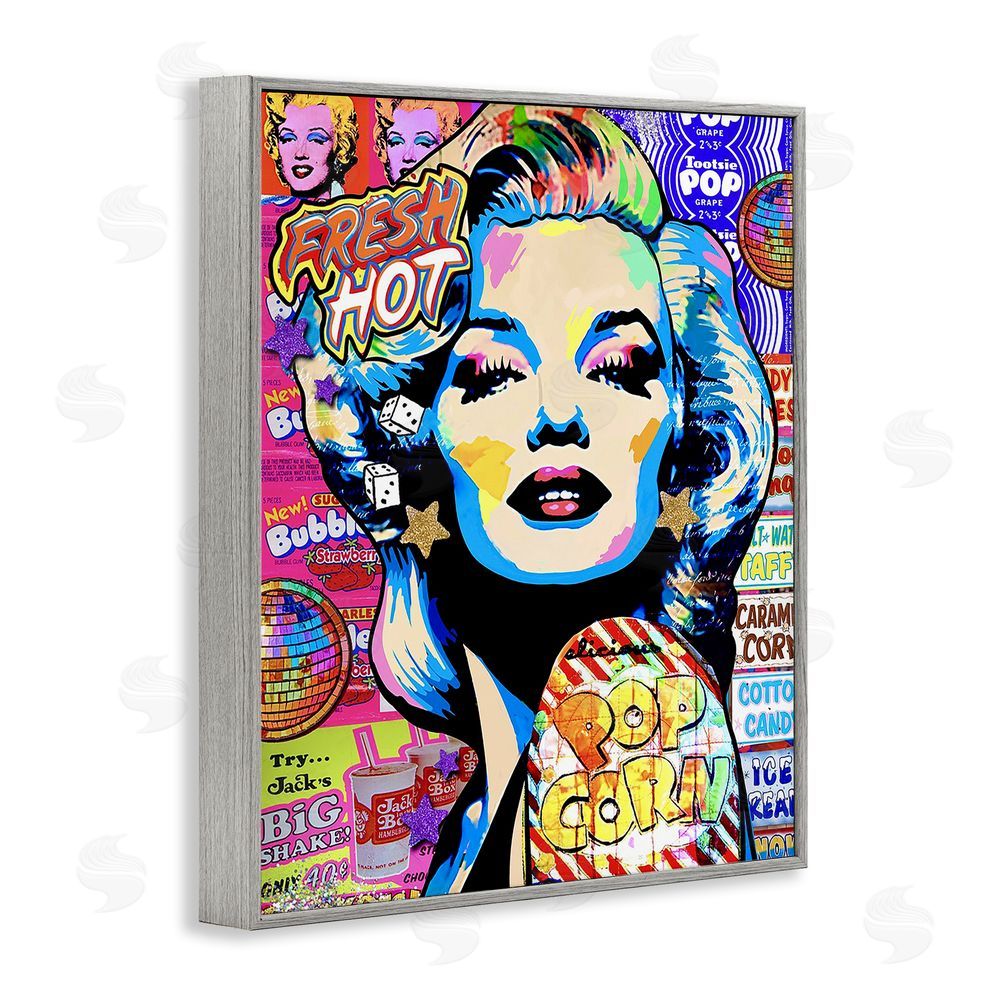 Jess Stempel Marilyn Candy Pop Style Gray Framed Giclee Wall Art Print