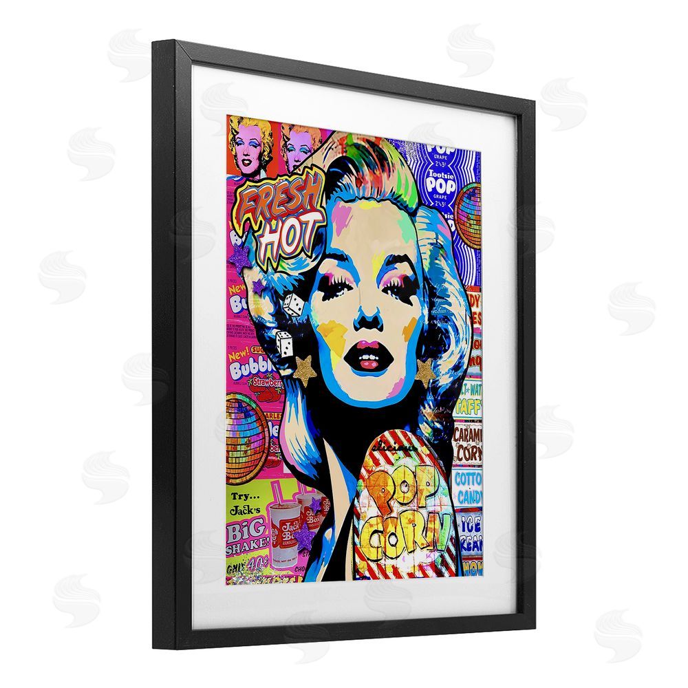 Jess Stempel Marilyn Candy Pop Style Black Framed Print Under Glass with White Mat Wall Art