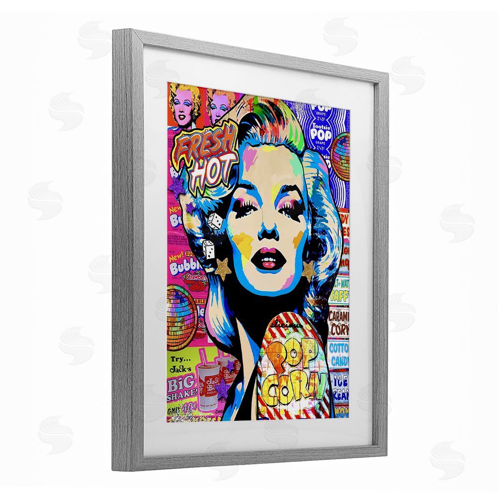 Jess Stempel Marilyn Candy Pop Style Gray Framed Print Under Glass with White Mat Wall Art