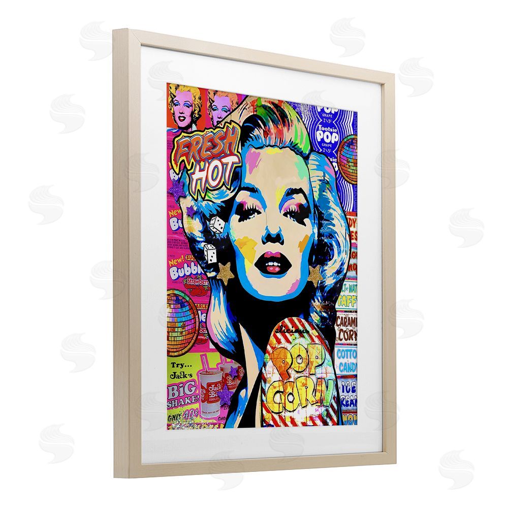 Jess Stempel Marilyn Candy Pop Style Birch Framed Print Under Glass with White Mat Wall Art