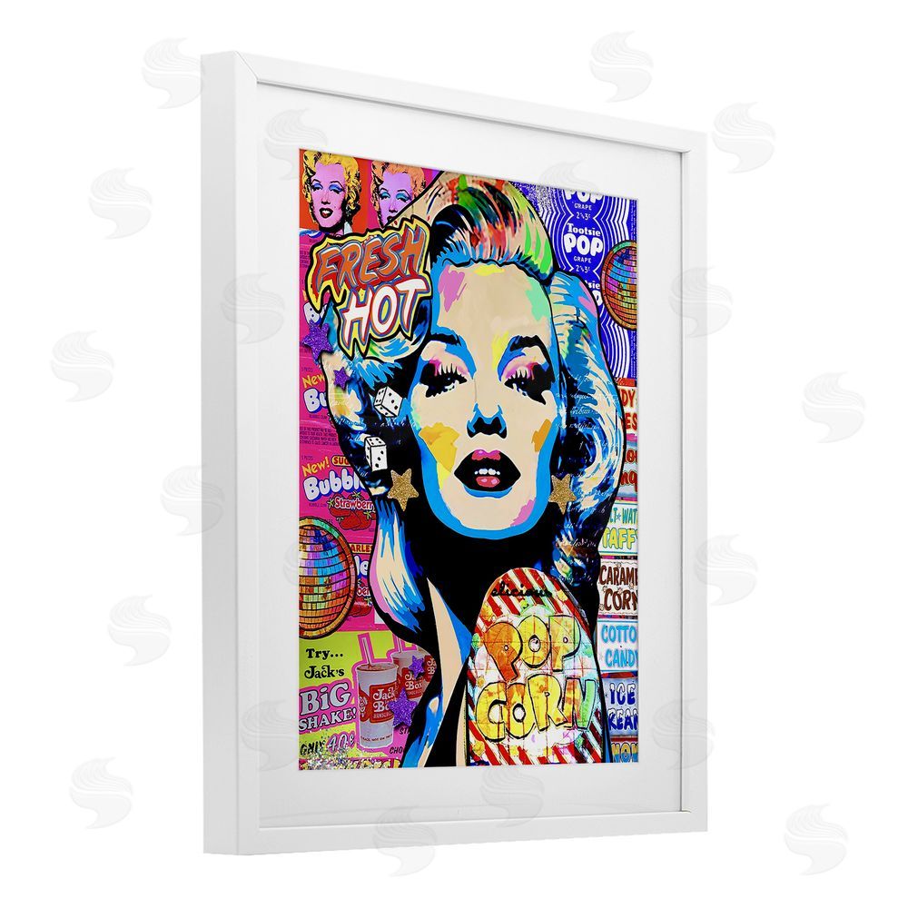 Jess Stempel Marilyn Candy Pop Style White Framed Print Under Glass with Mat Wall Art