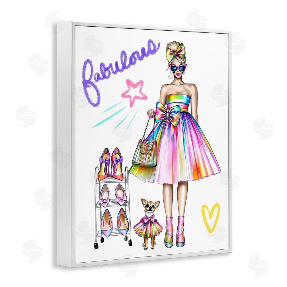 Jess Stempel Fabulous Girl & Dog White Framed Giclee Wall Art Print