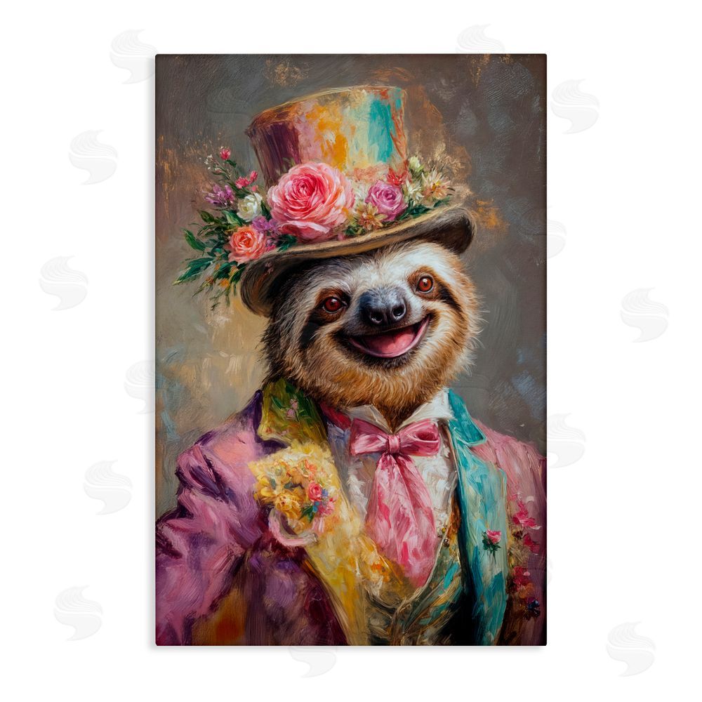 Wumples Victorian Sloth Portrait Canvas Wall Art Print