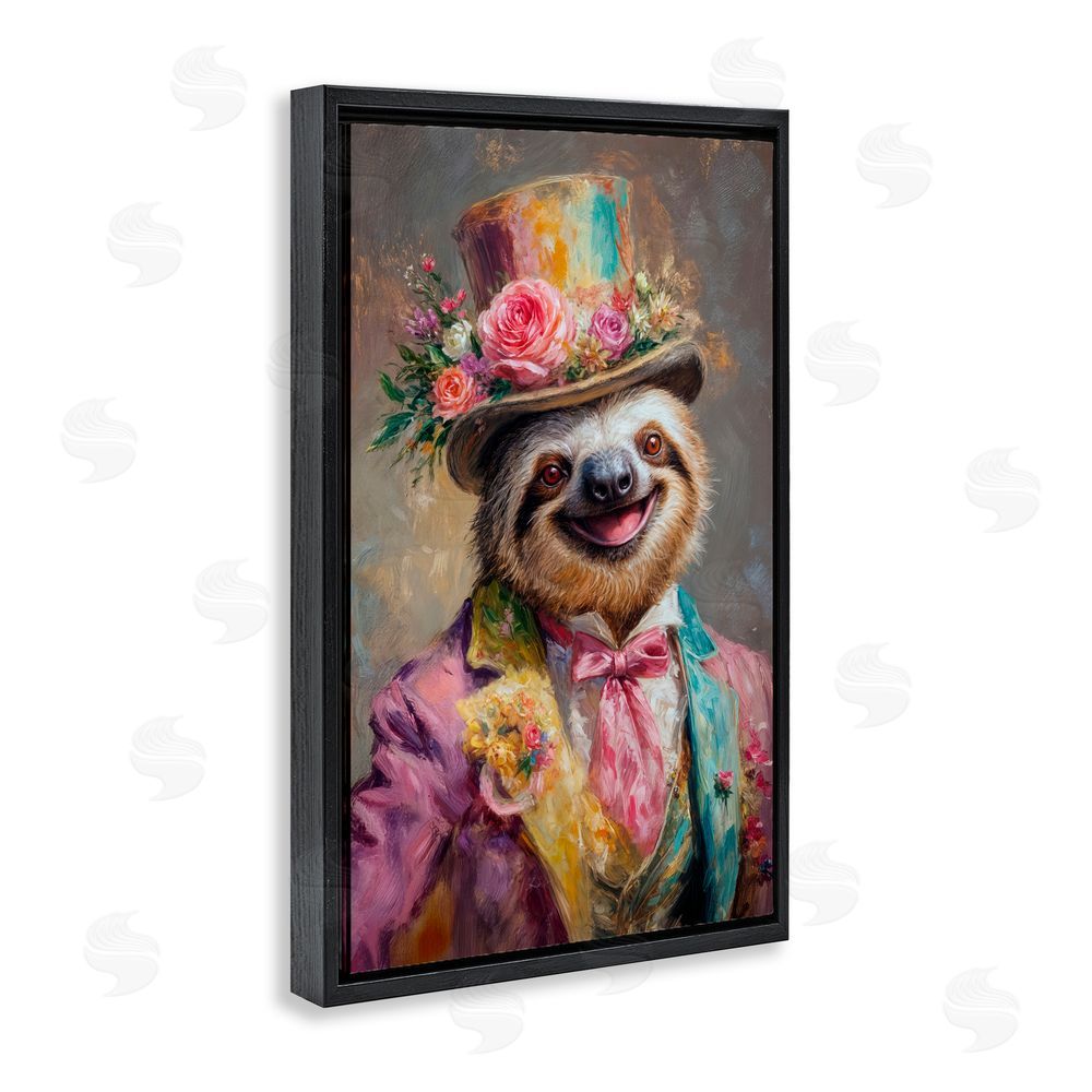 Wumples Victorian Sloth Portrait Black Floating Frame Canvas Wall Art Print