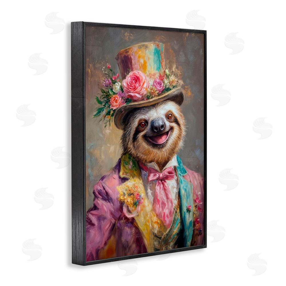 Wumples Victorian Sloth Portrait Black Framed Giclee Wall Art Print