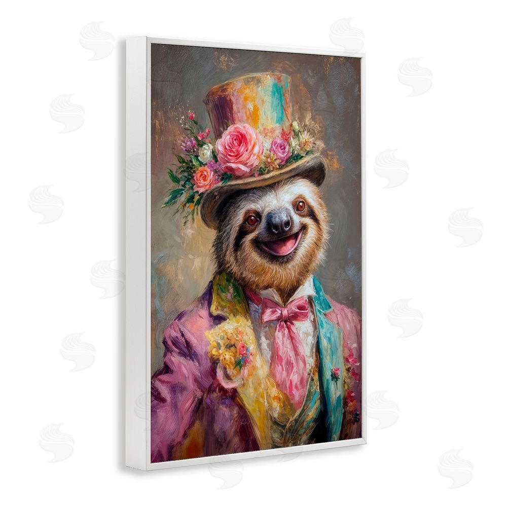 Wumples Victorian Sloth Portrait White Framed Giclee Wall Art Print