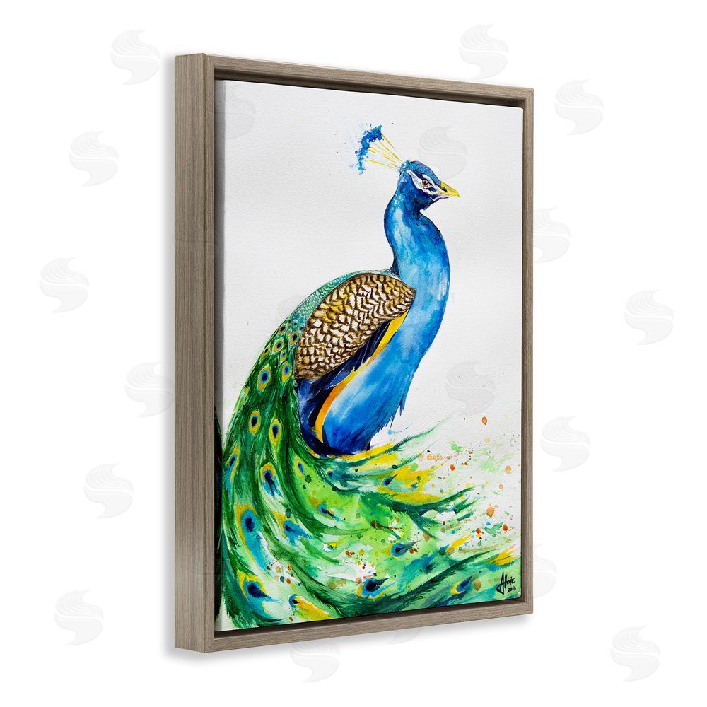 Marc Allante Aphrodite Peacock Portrait Brown Floating Frame Canvas Wall Art Print