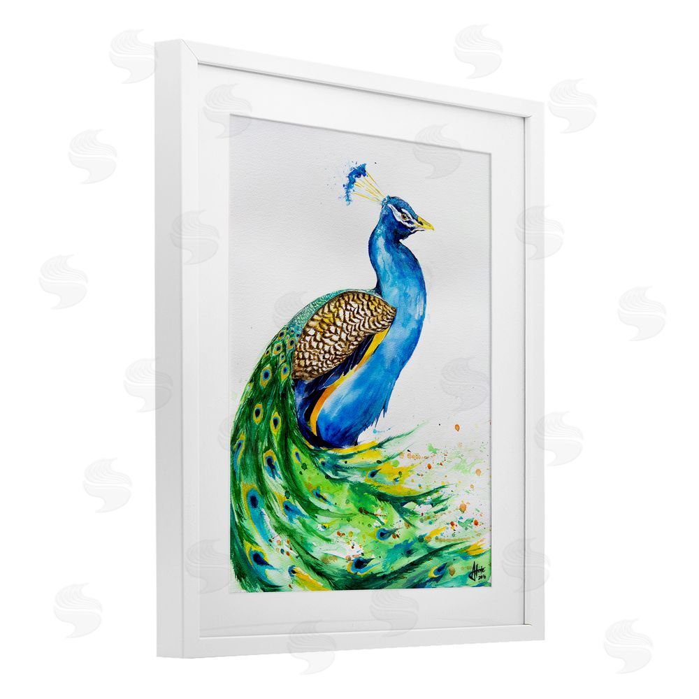 Marc Allante Aphrodite Peacock Portrait White Framed Print Under Glass with Mat Wall Art