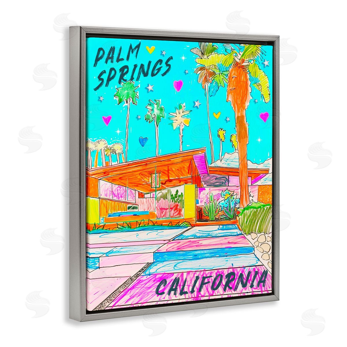 Jess Stempel Palm Springs Canyon Gray Floating Frame Canvas Wall Art Print