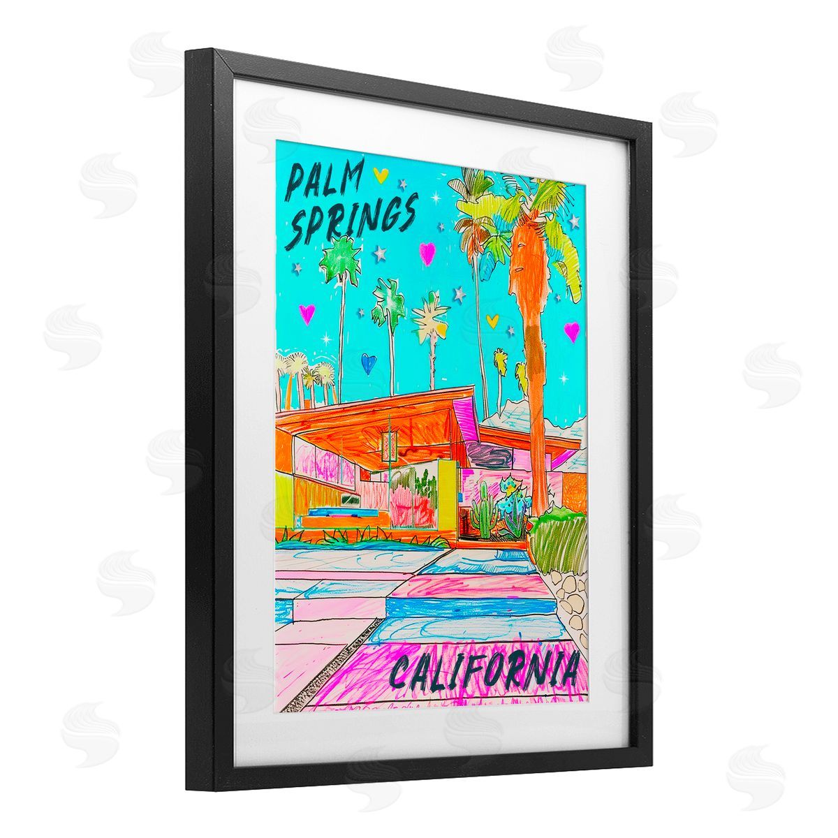 Jess Stempel Palm Springs Canyon Black Framed Print Under Glass with White Mat Wall Art