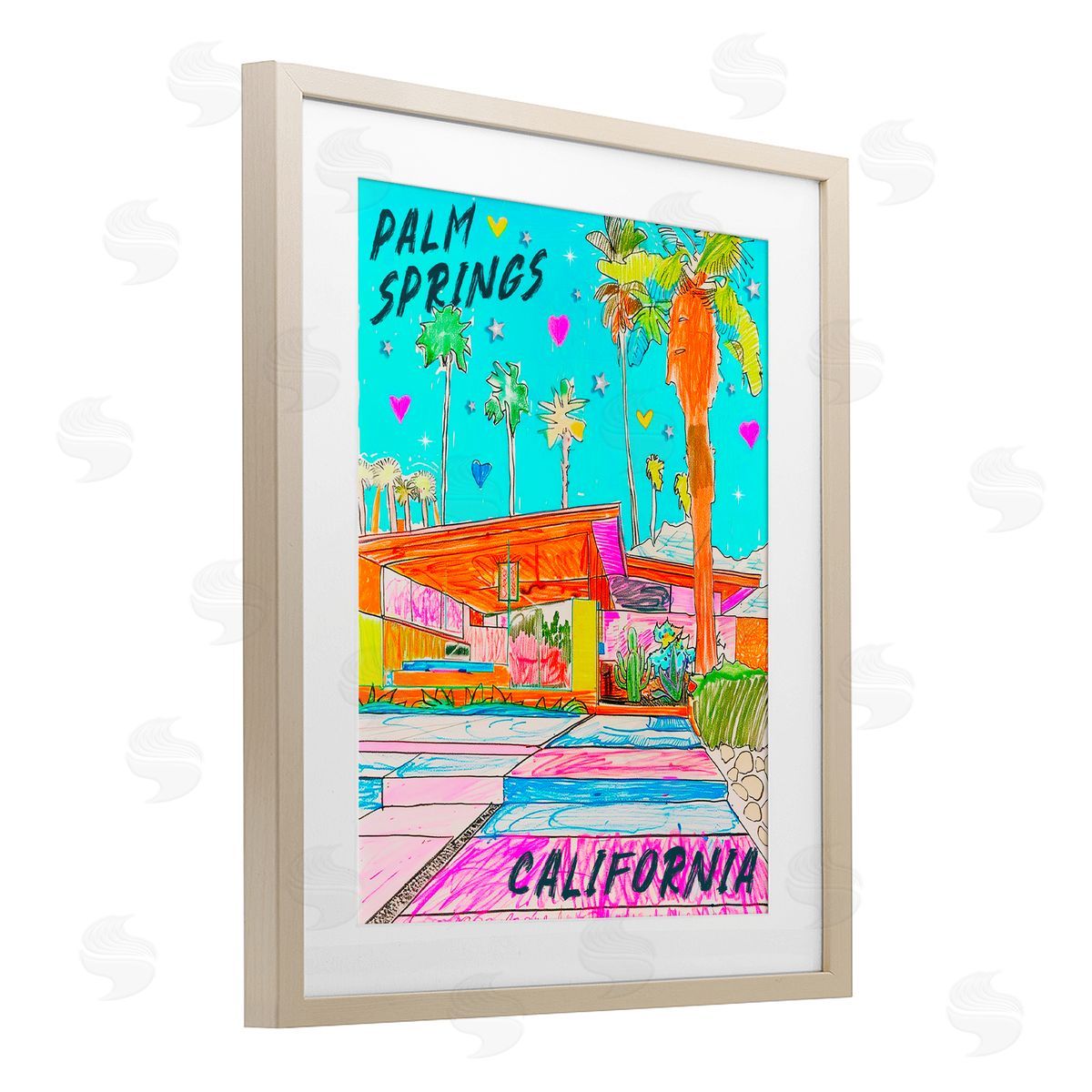 Jess Stempel Palm Springs Canyon Birch Framed Print Under Glass with White Mat Wall Art