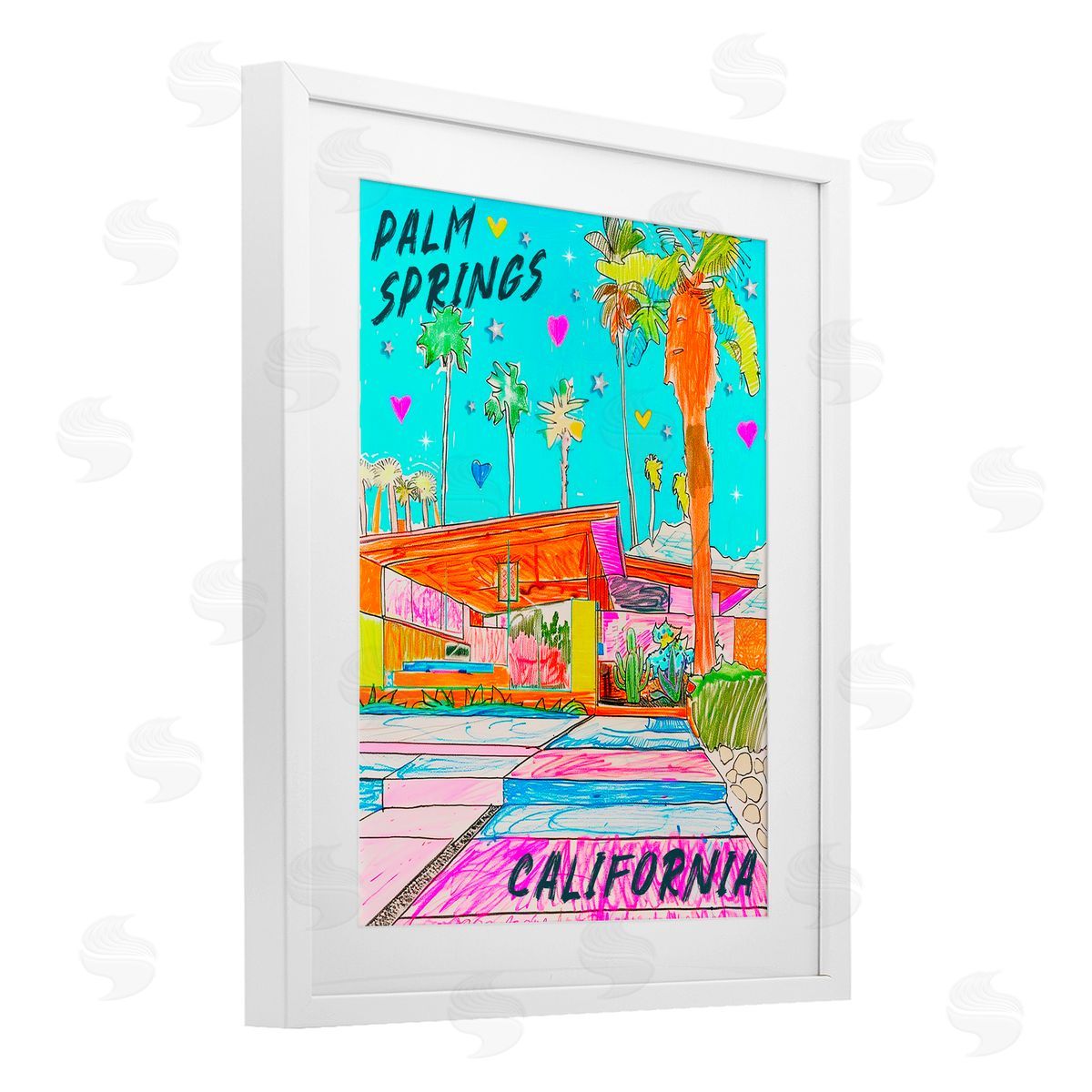 Jess Stempel Palm Springs Canyon White Framed Print Under Glass with Mat Wall Art
